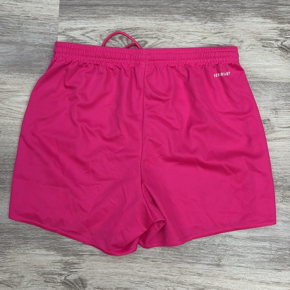 adidas Pink with White Embroidered Logo Elastic Drawstring Waist Shorts Size S - Picture 2 of 11